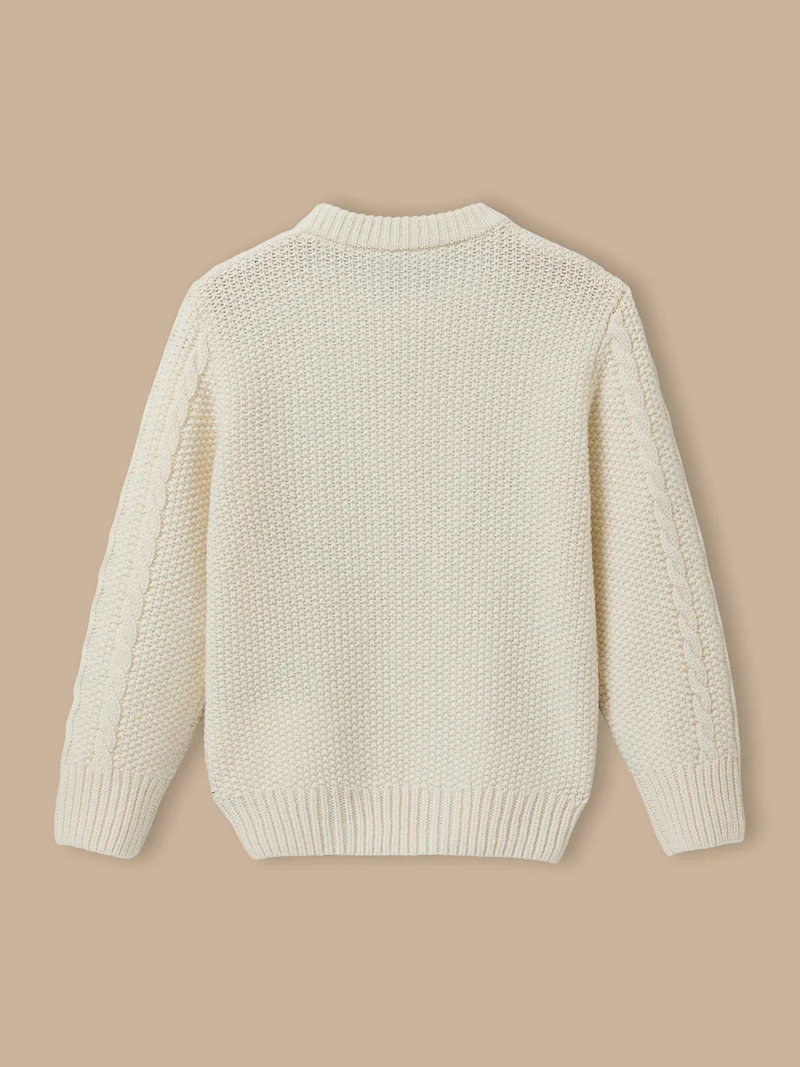 Jungenpullover mit Wolle und Zopfmuster