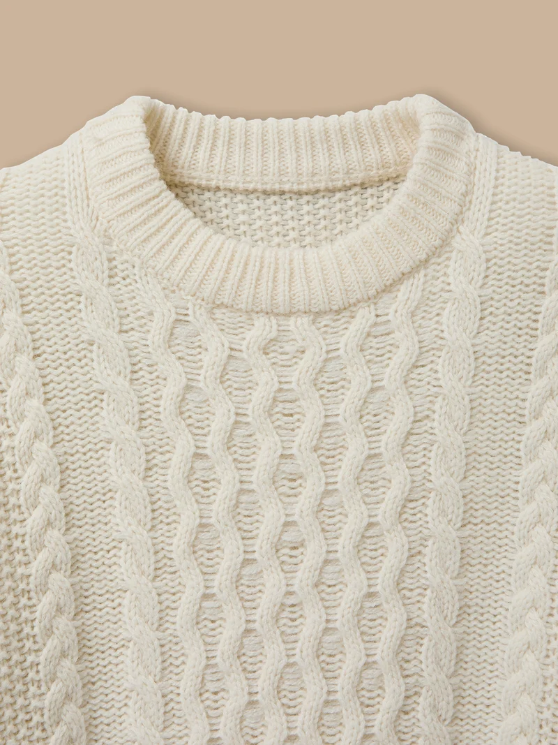 Jungenpullover mit Wolle und Zopfmuster