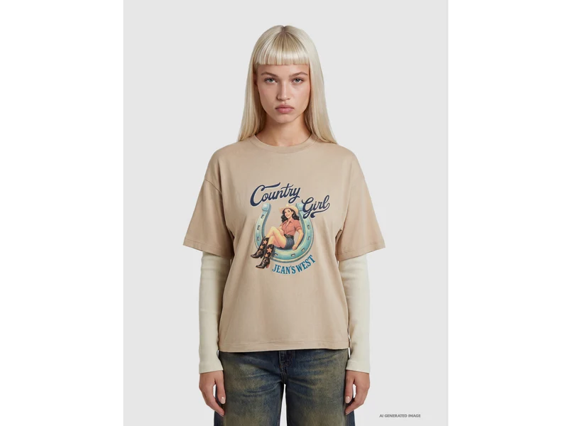 Lässiges T-Shirt mit Western-Print