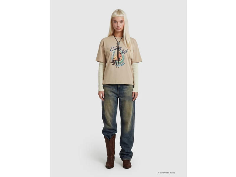 Lässiges T-Shirt mit Western-Print