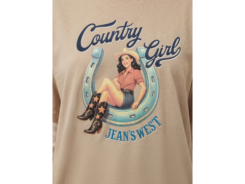 Lässiges T-Shirt mit Western-Print
