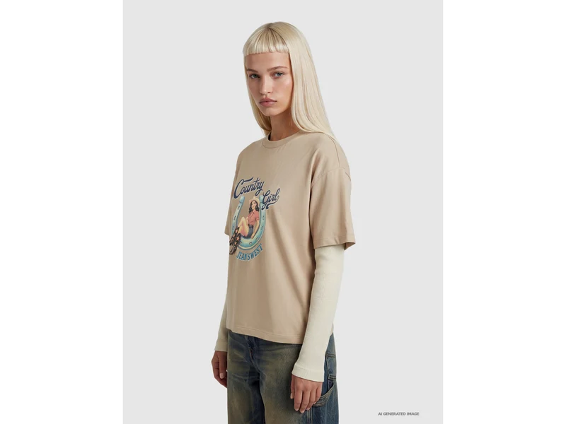 Lässiges T-Shirt mit Western-Print
