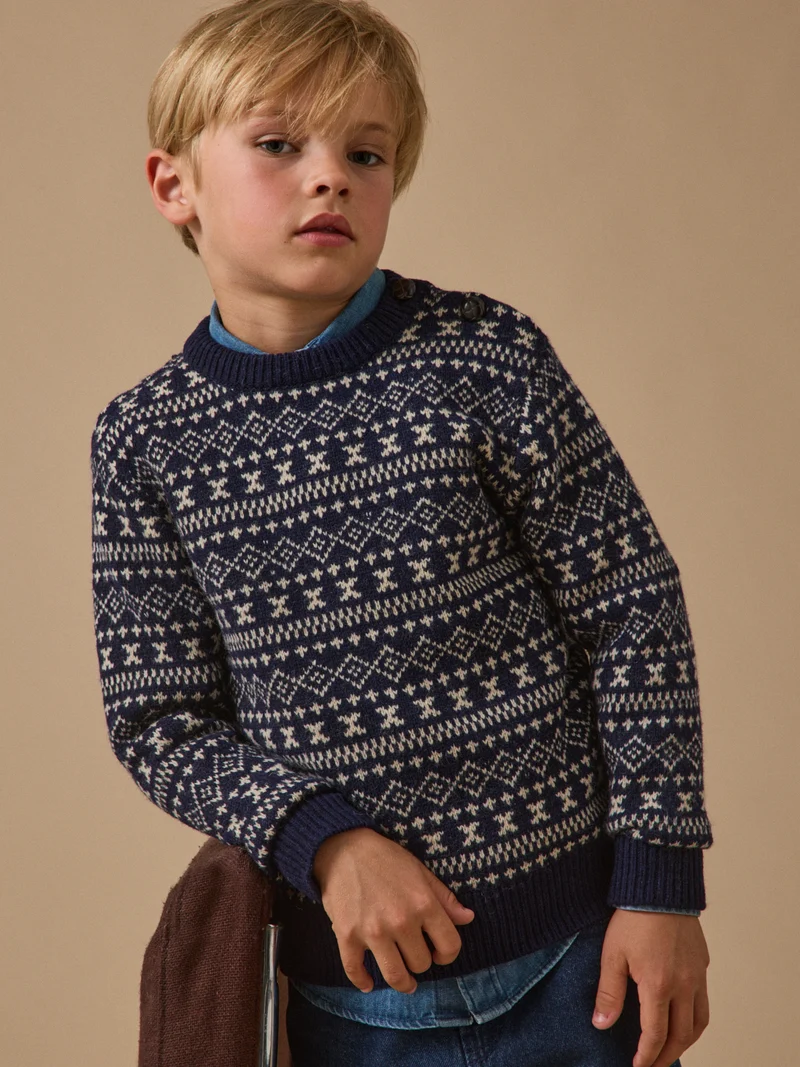 Jungenpullover aus Jacquard mit Wolle