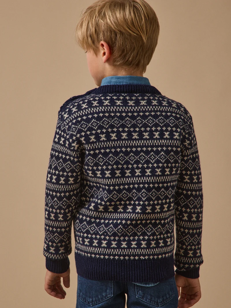 Jungenpullover aus Jacquard mit Wolle