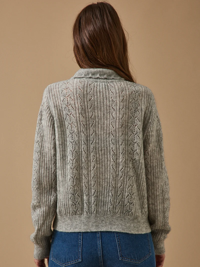 Damenpullover mit Polokragen aus Wolle und Mohair