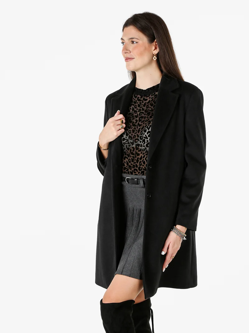 Cappotto classico da donna con stampa texture - nero