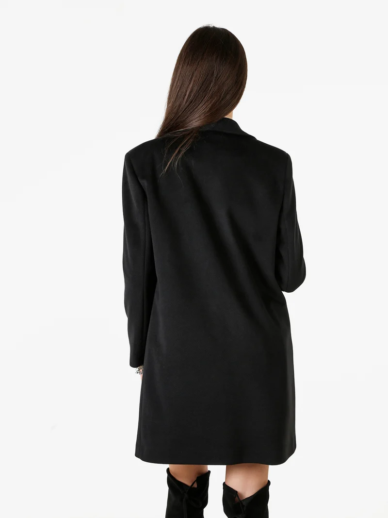 Cappotto classico da donna con stampa texture - nero