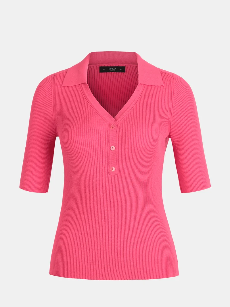 Ribbed Poloshirt Pink