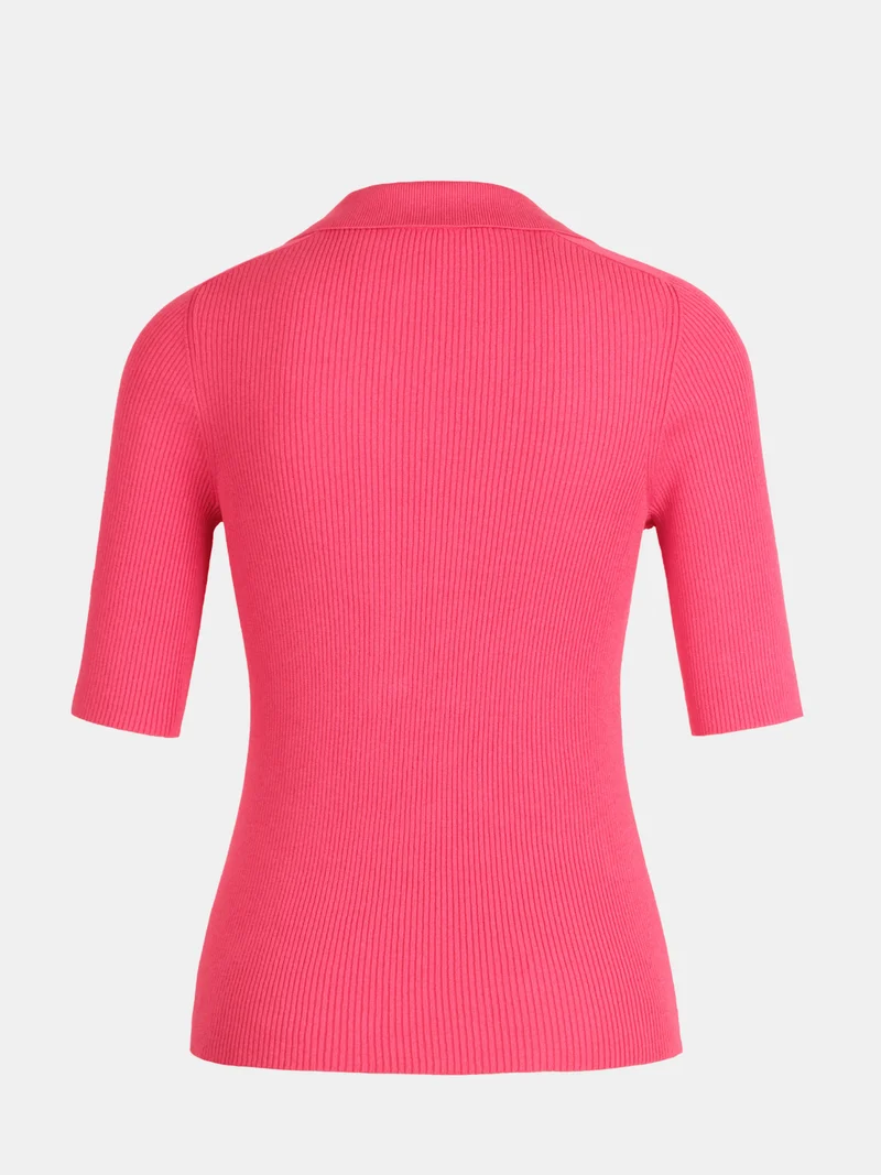 Ribbed Poloshirt Pink