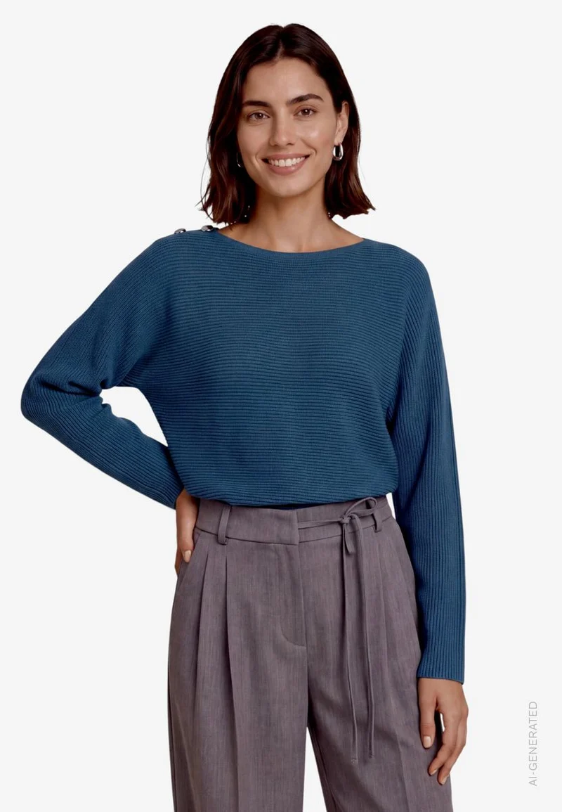 Damen Strickpullover mit U-Boot Ausschnitt