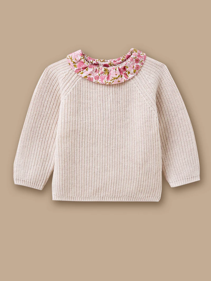 Baby-Pullover mit Kragen aus Liberty-Stoff