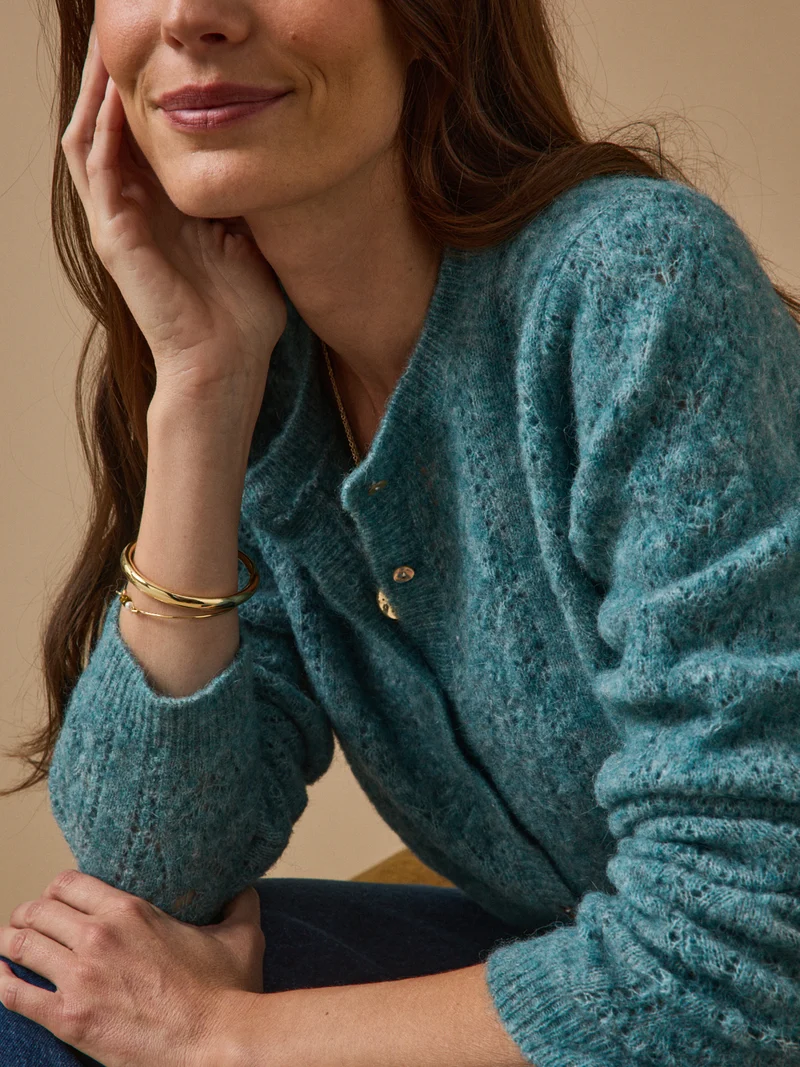 Damen-Cardigan mit Lochmuster