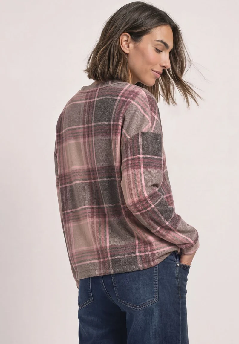 Langarm Shirt mit Rundhals und Karomuster