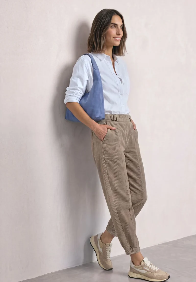 High Waist Barrel Leg Hose mit Elastikbund