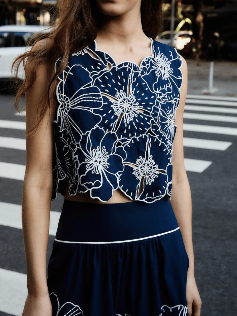 Blue Richelieu Top
