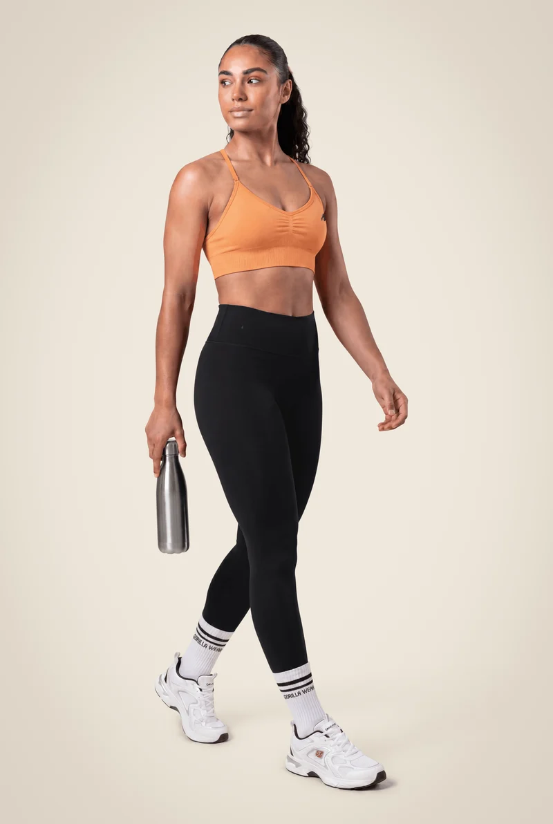 Olivia Sports Bra & Leggings Set - Peach/Black