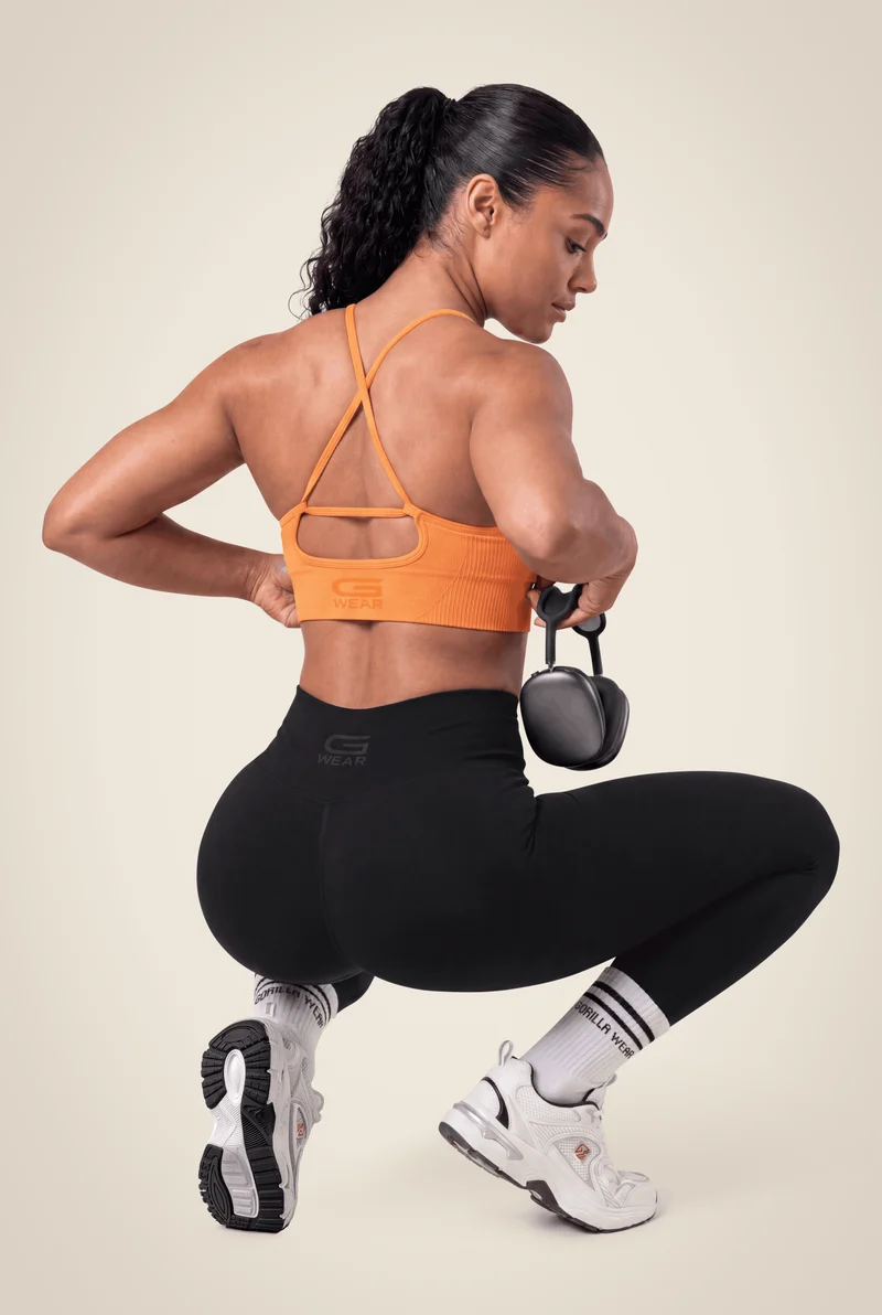 Olivia Sports Bra & Leggings Set - Peach/Black