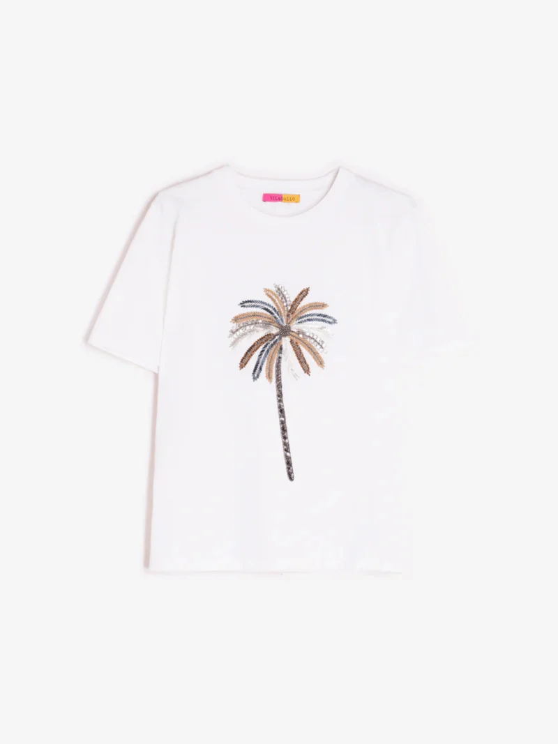 T-Shirt mit Palmenapplikation
