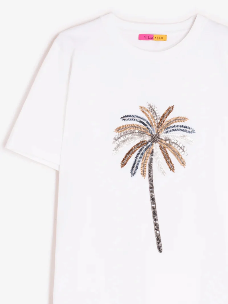 T-Shirt mit Palmenapplikation
