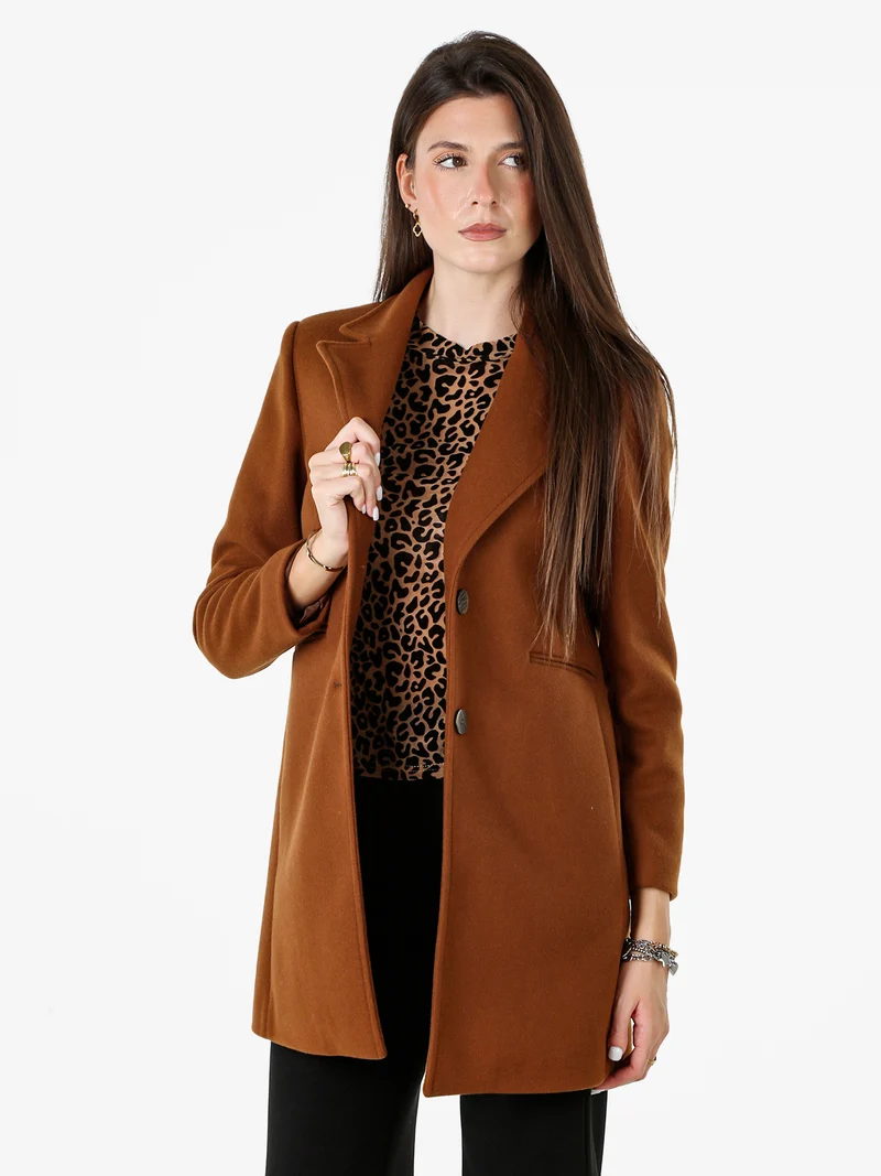Cappotto classico da donna con bottoni - bronzo