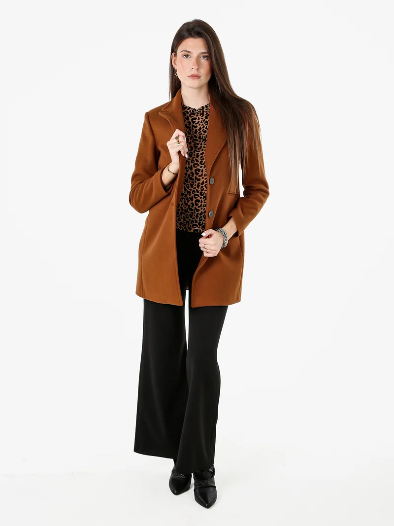 Cappotto classico da donna con bottoni - bronzo