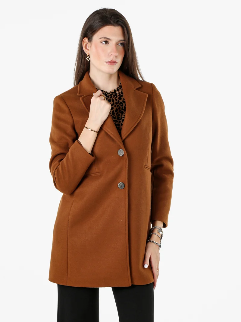 Cappotto classico da donna con bottoni - bronzo