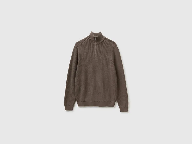 Rollkragenpullover mit halbem Reißverschluss