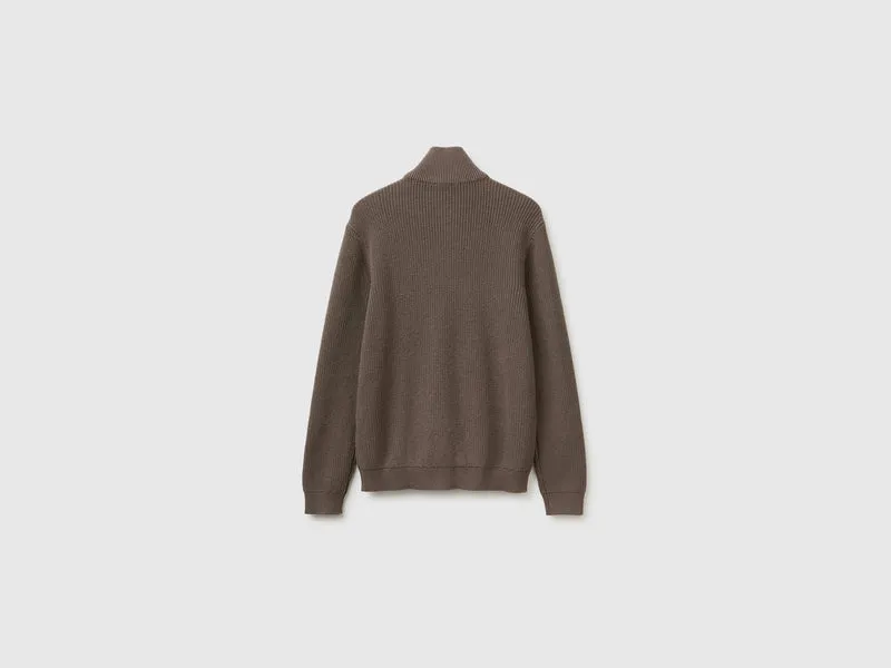 Rollkragenpullover mit halbem Reißverschluss