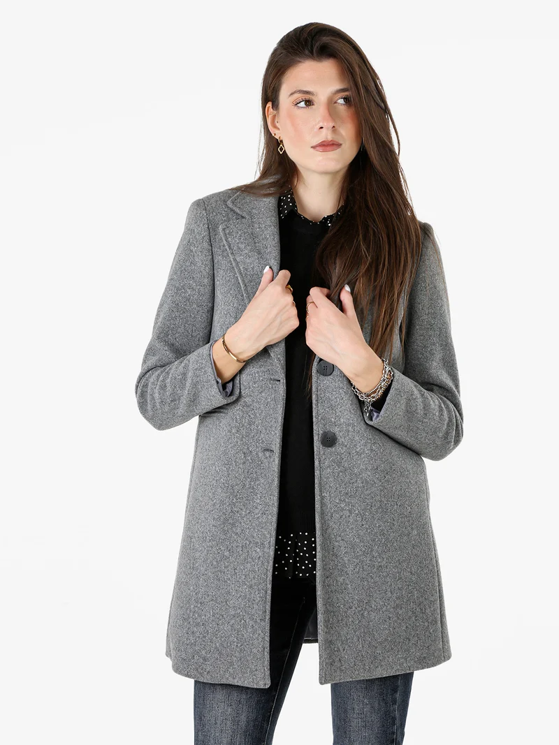 Cappotto classico da donna con bottoni - grigio