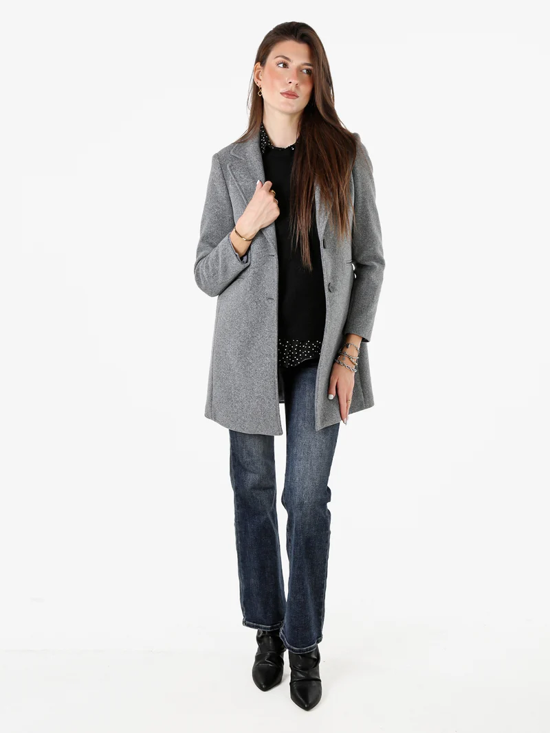 Cappotto classico da donna con bottoni - grigio