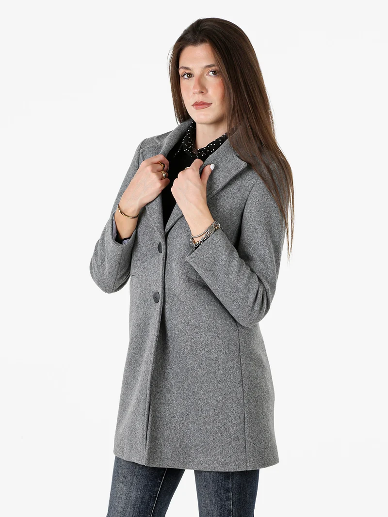 Cappotto classico da donna con bottoni - grigio
