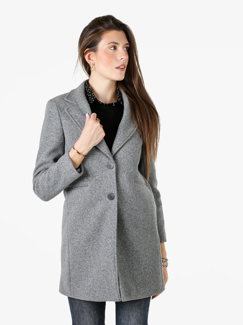 Cappotto classico da donna con bottoni - grigio