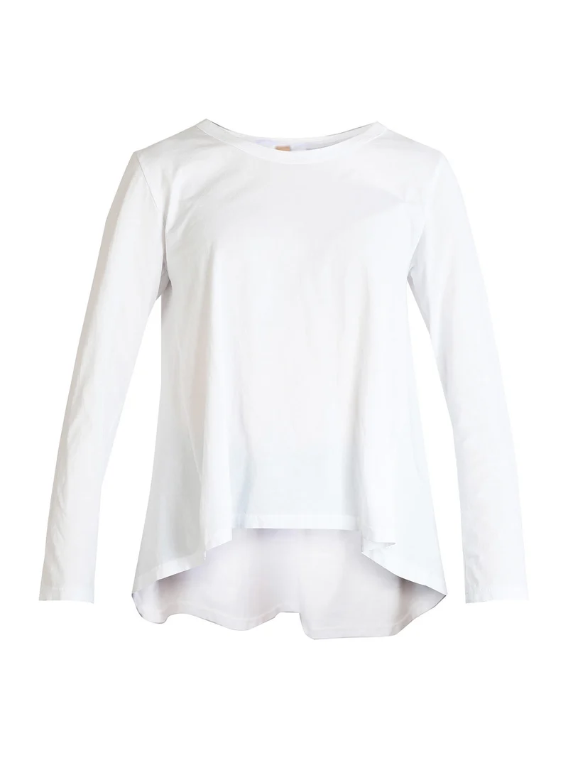 T-shirt manica lunga donna in cotone - bianco