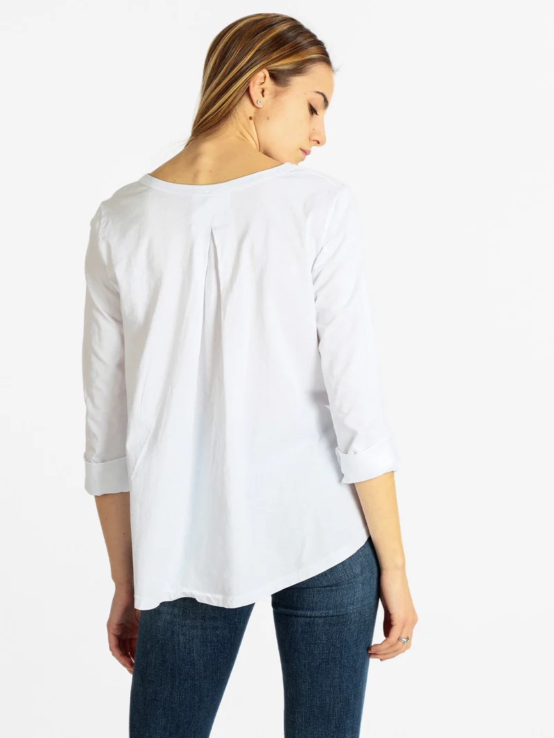 T-shirt manica lunga donna in cotone - bianco
