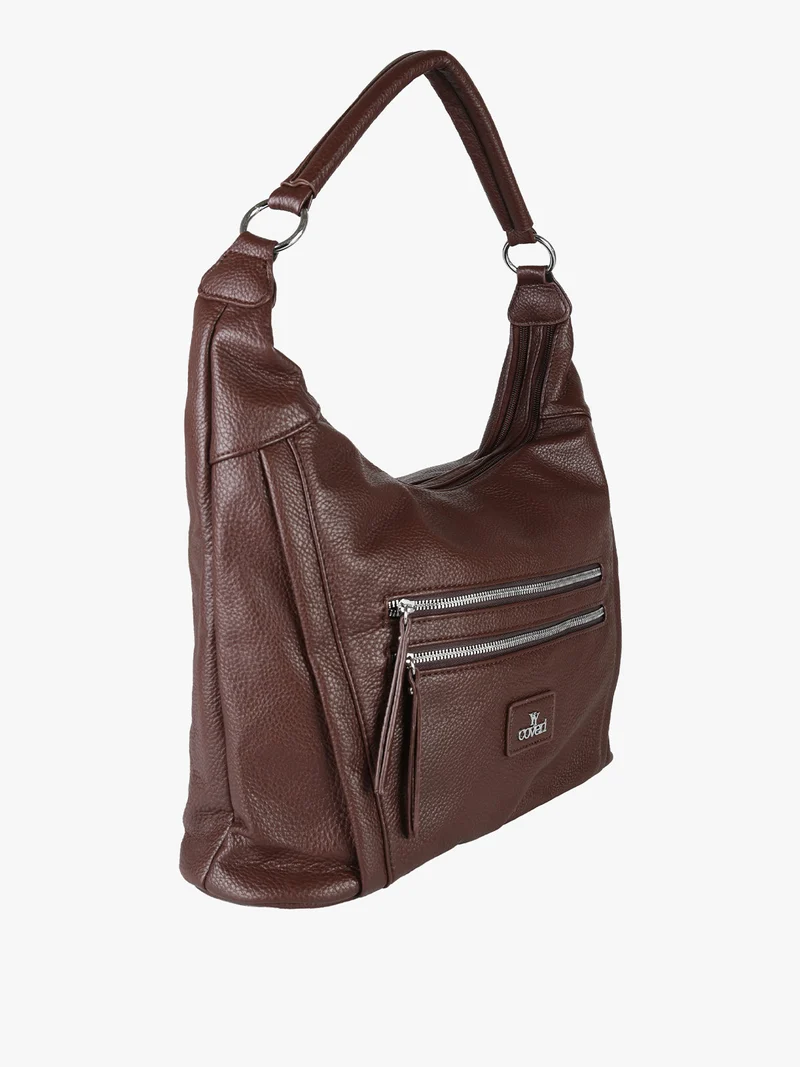 Borsa a spalla hobo in ecopelle - moro