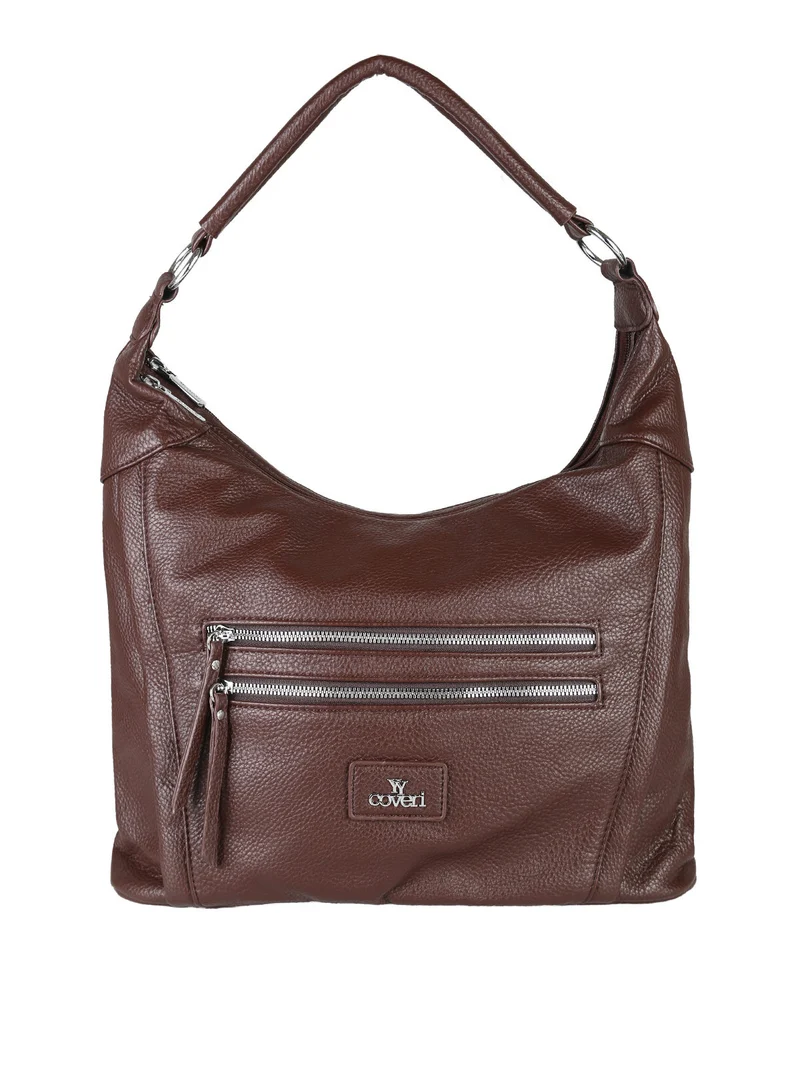Borsa a spalla hobo in ecopelle - moro
