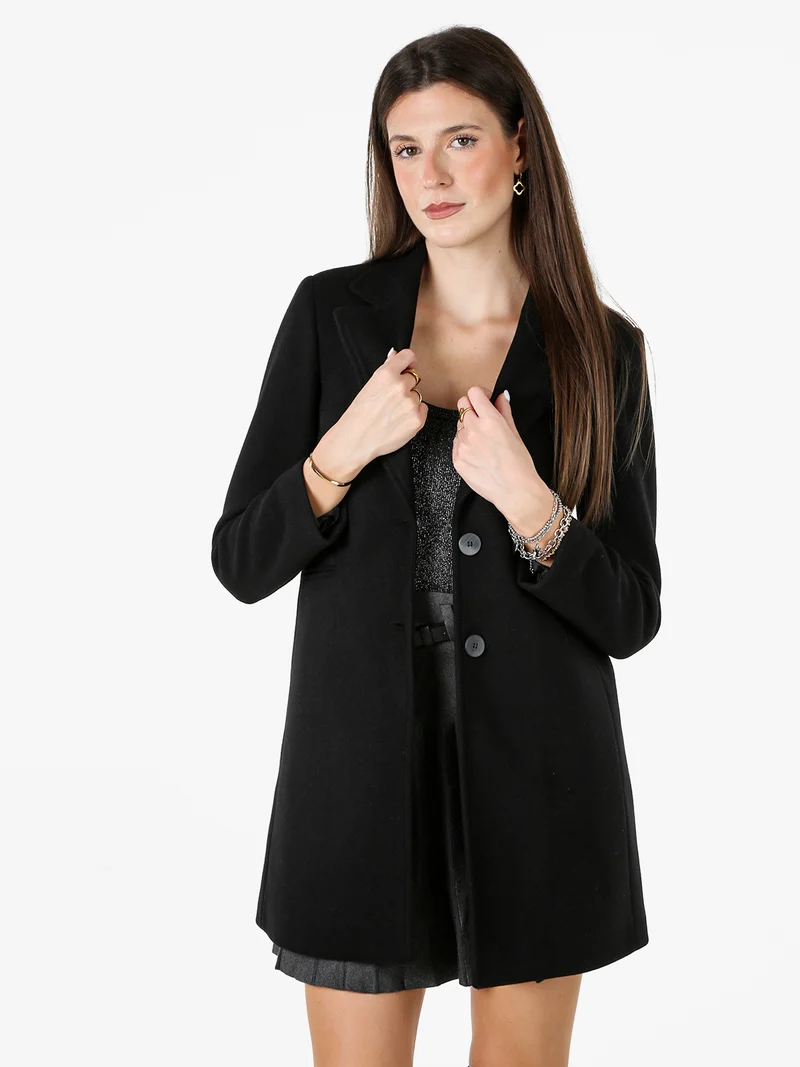 Cappotto classico da donna con bottoni - nero