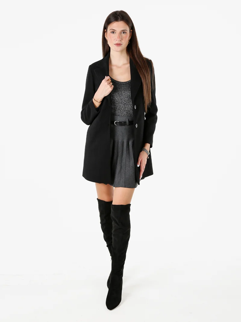 Cappotto classico da donna con bottoni - nero