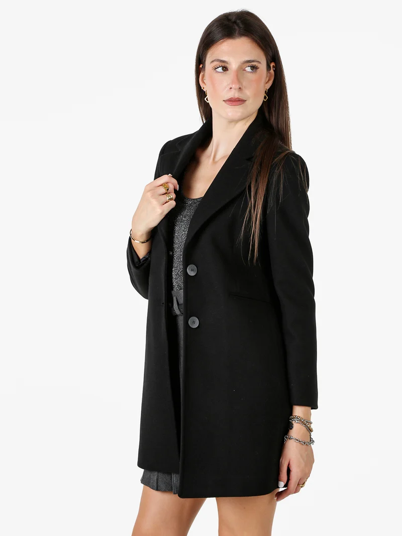 Cappotto classico da donna con bottoni - nero