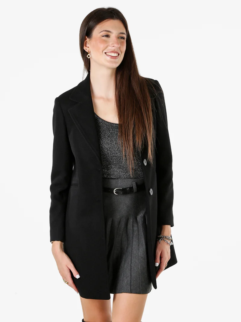 Cappotto classico da donna con bottoni - nero