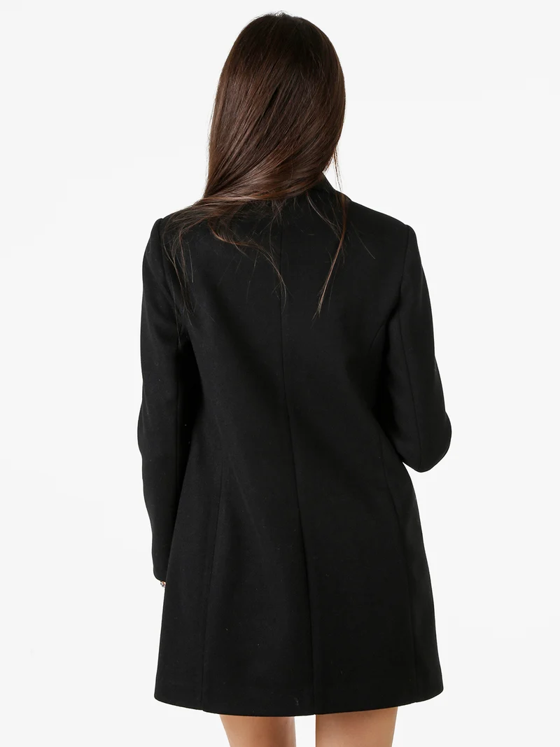 Cappotto classico da donna con bottoni - nero