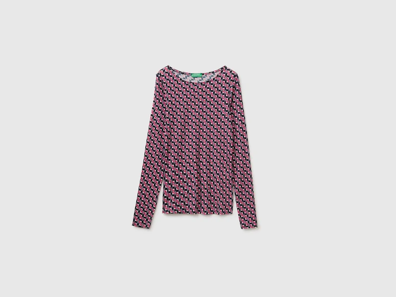 Gemustertes T-Shirt aus Mischwolle