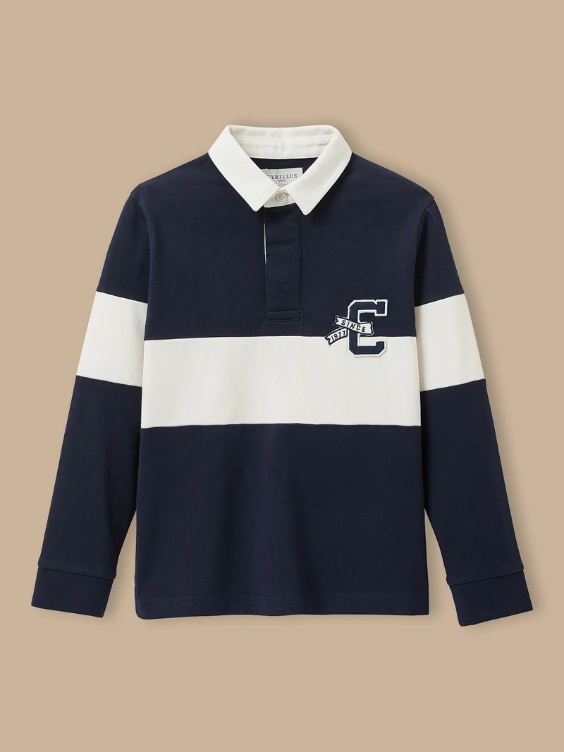 Jungen Rugby-Poloshirt im « Colorblock »-Look