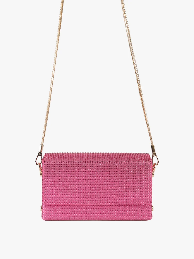 Pochette elegante da donna con strass - rosa
