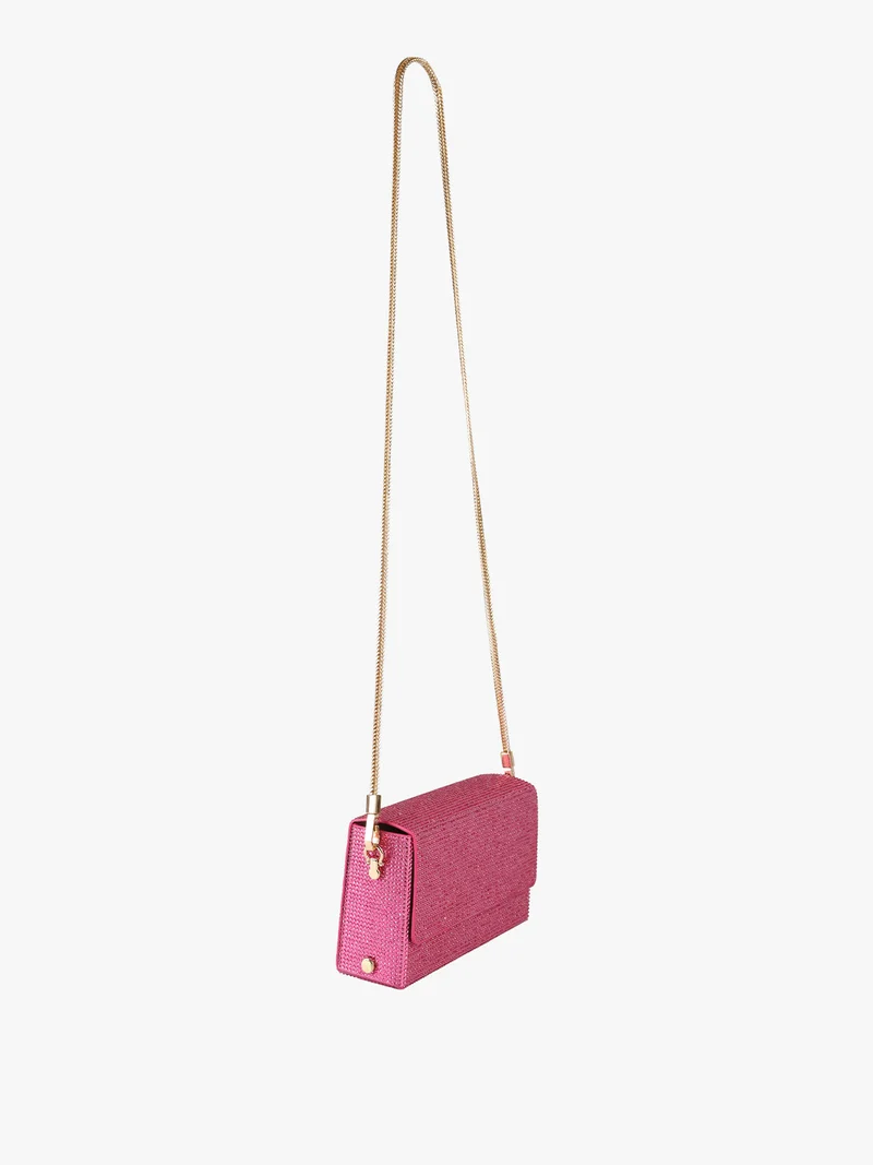 Pochette elegante da donna con strass - rosa