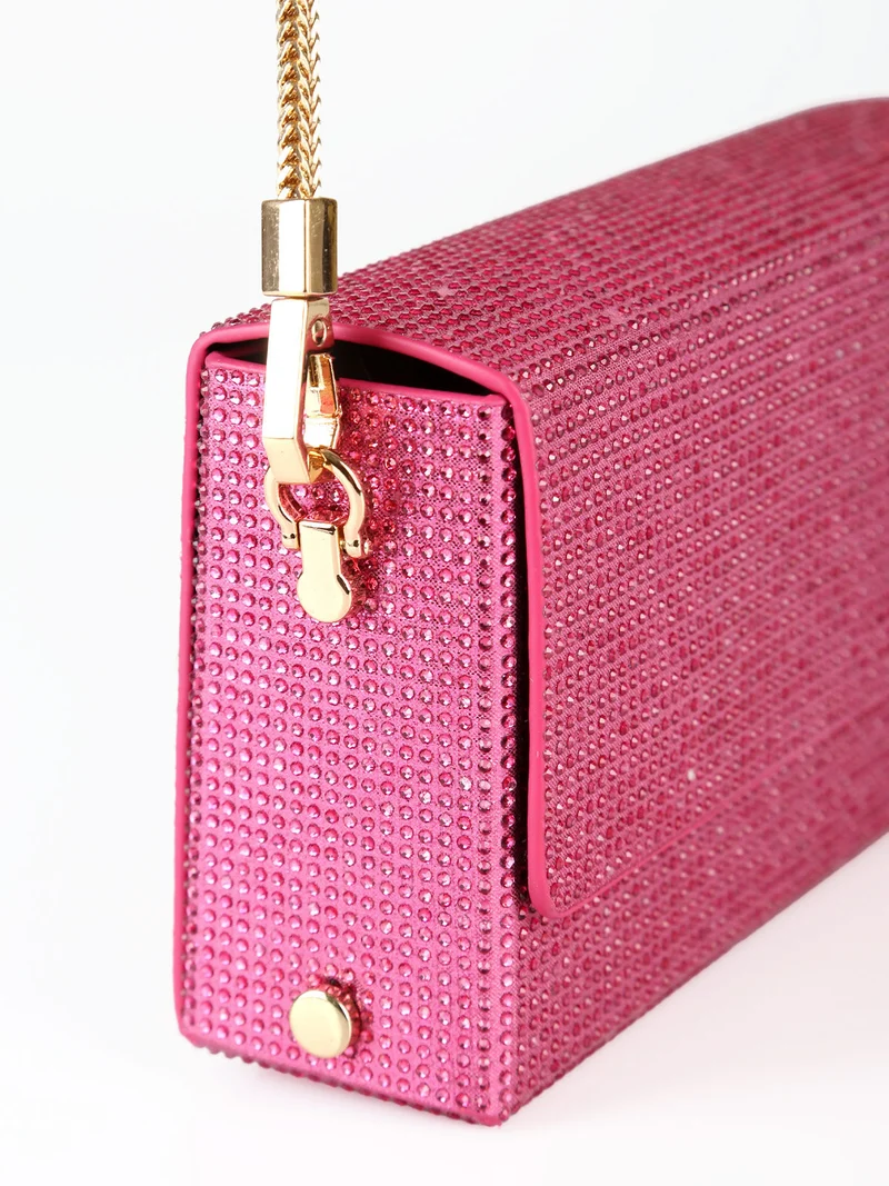 Pochette elegante da donna con strass - rosa
