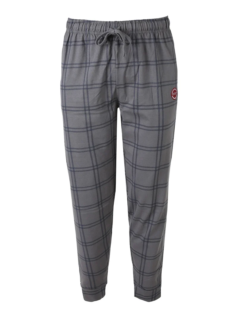 Pigiama lungo da uomo in caldo cotone con pantaloni a quadri - blu scuro