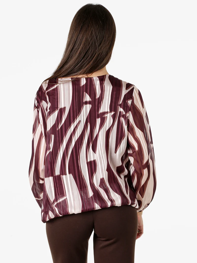 Blusa donna a maniche lunghe con dettaglio di strass - bordeaux