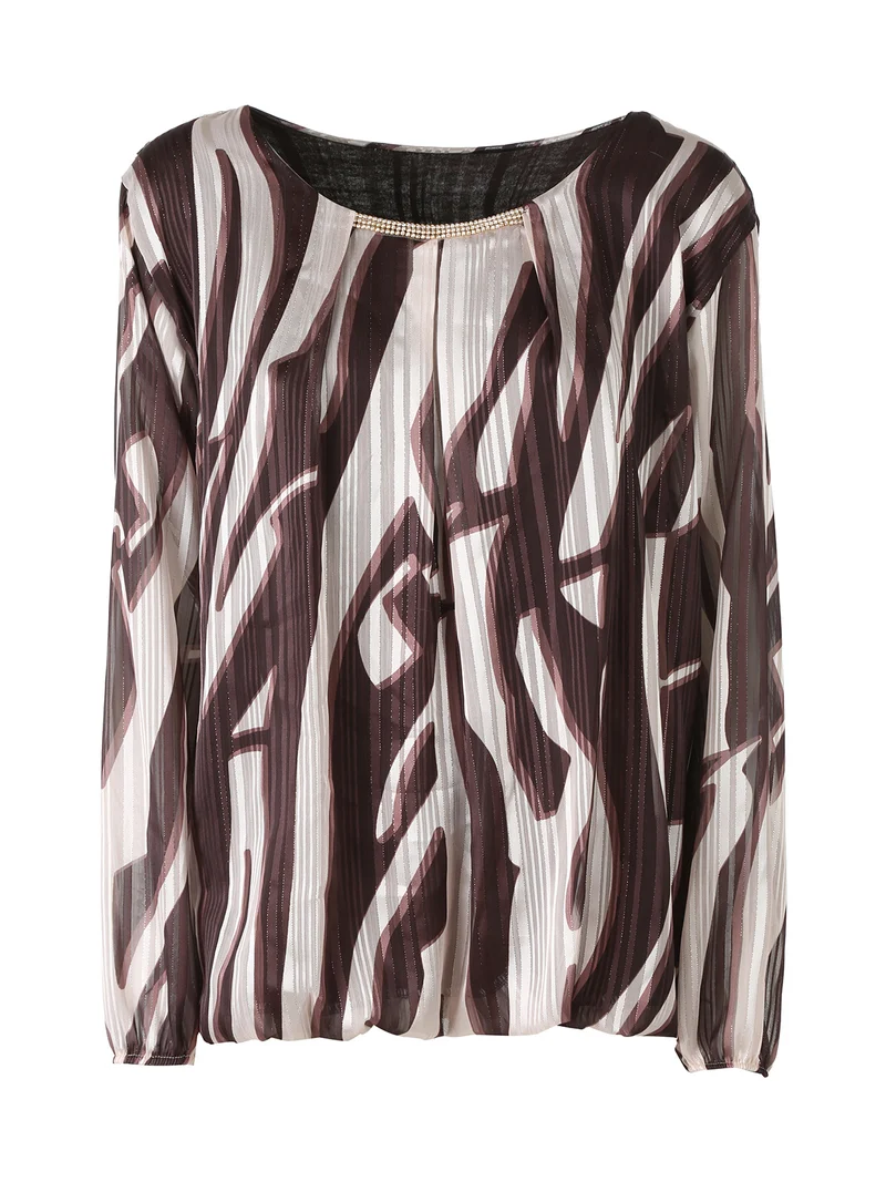 Blusa donna a maniche lunghe con dettaglio di strass - moro