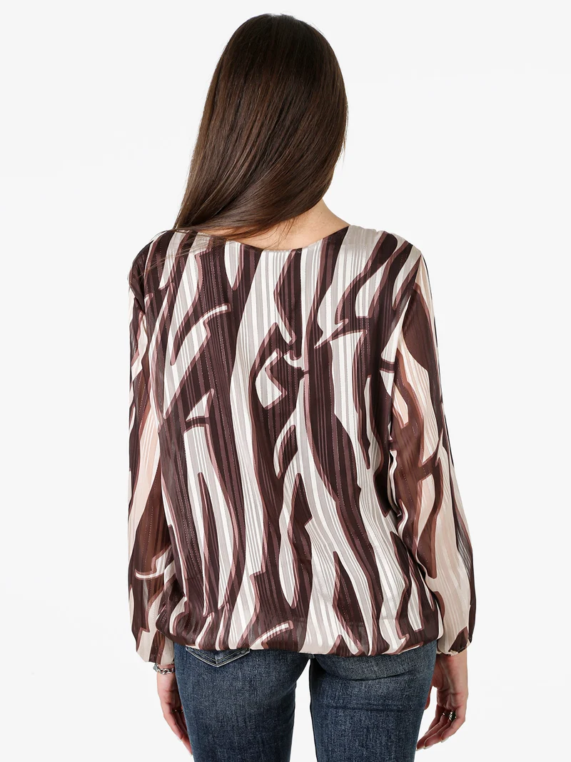 Blusa donna a maniche lunghe con dettaglio di strass - moro